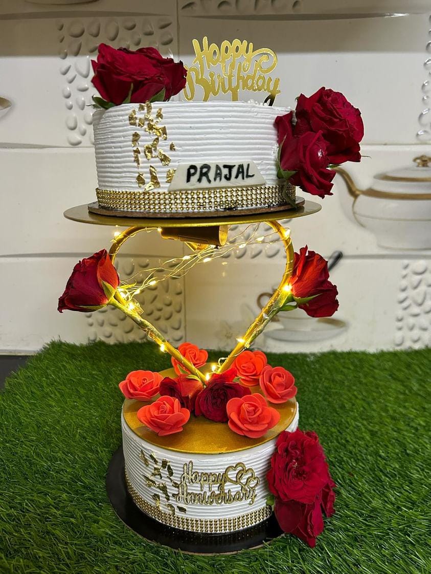 White Anniversary Cake