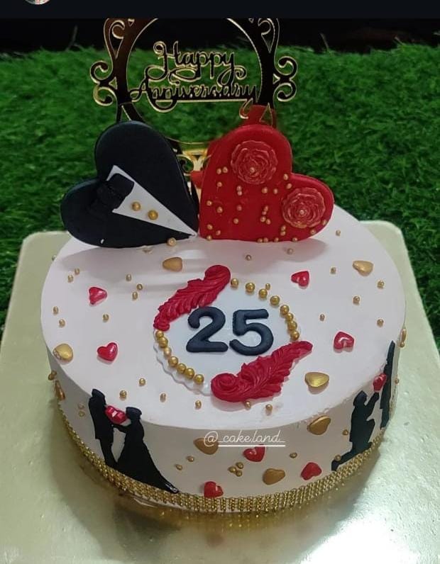 White Anniversary Cake