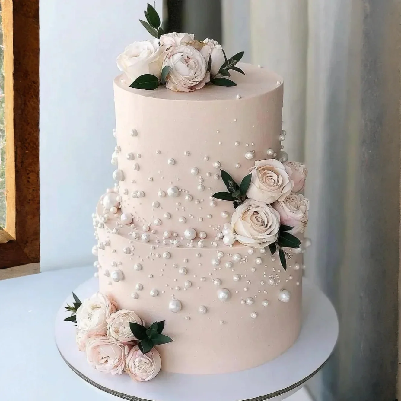 White Anniversary Cake