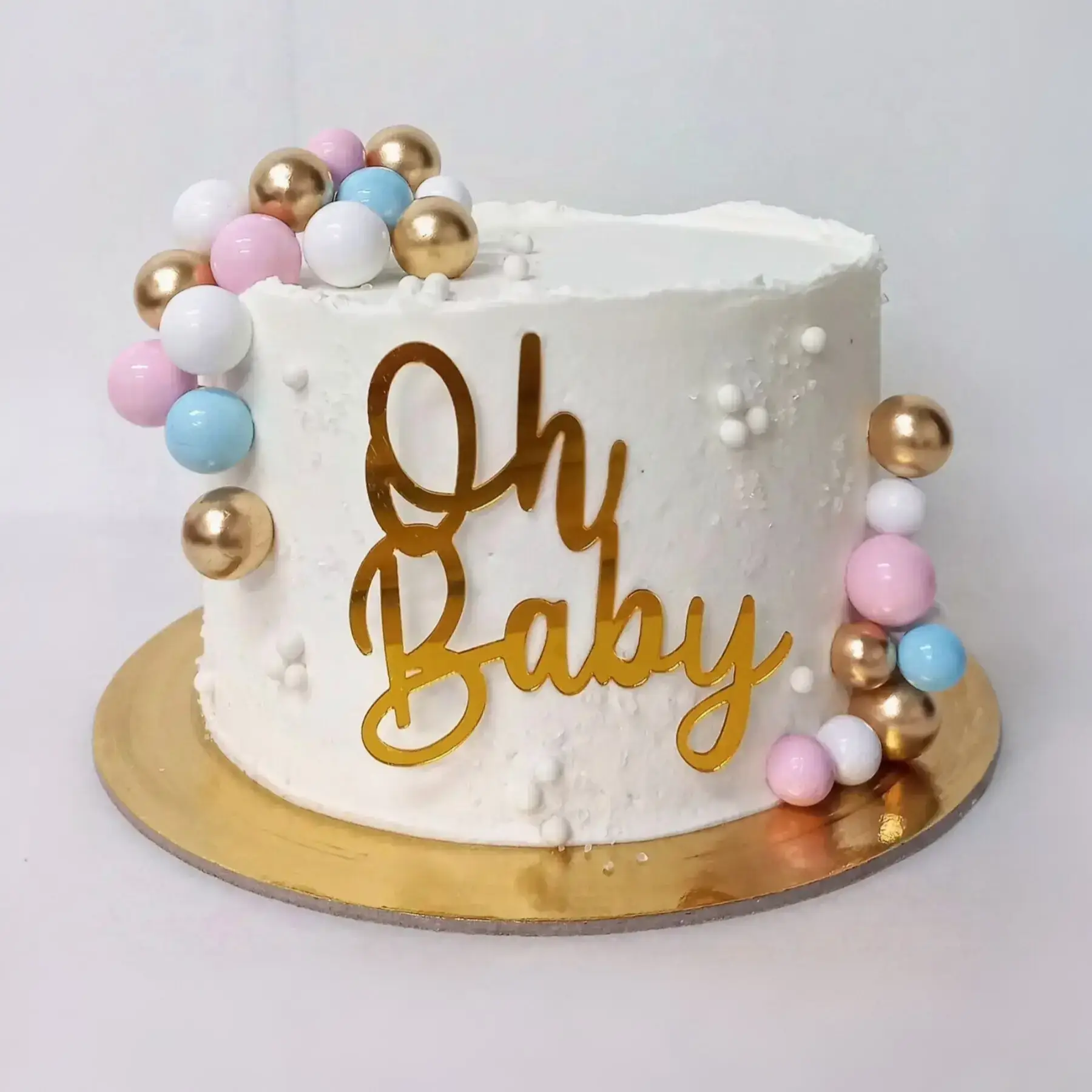 White Baby Shower Cake
